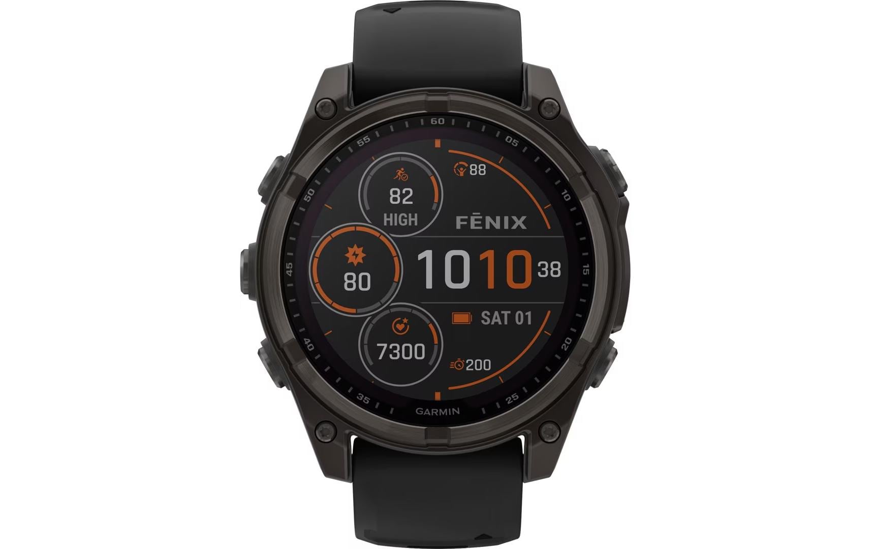 GARMIN Sportuhr Fenix 8 Solar Sapphire, 47 mm Schwarz