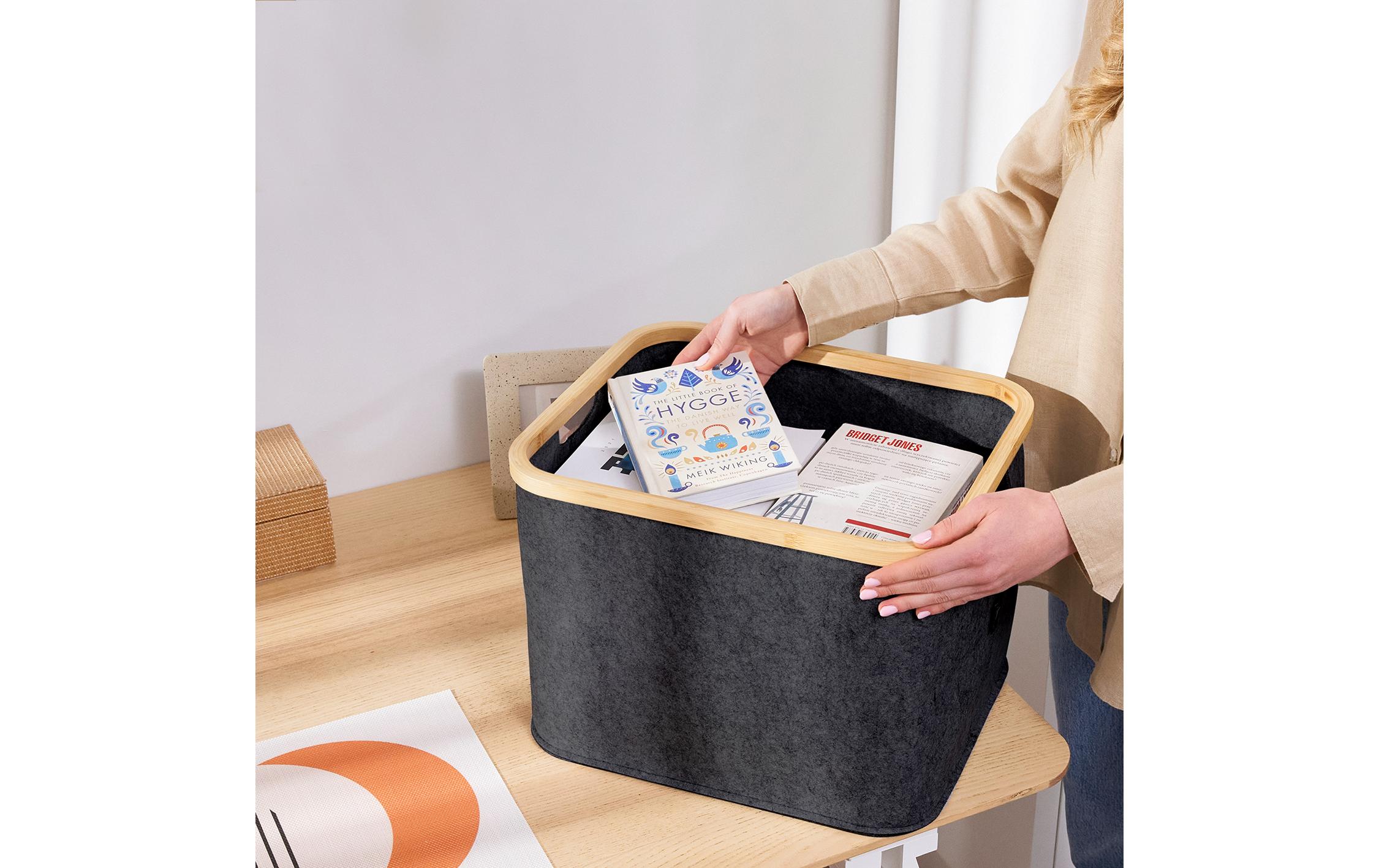 Hennez Wäschekorb Adrian 60 l, Nature/Schwarz