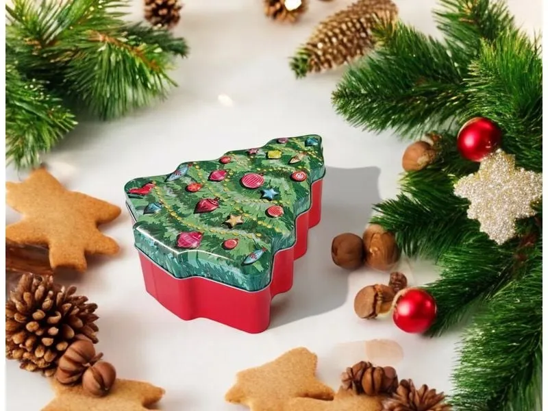Dameco Guetzli-Dose Tannenbaum 18 x 15 x 7 cm, Mehrfarbig