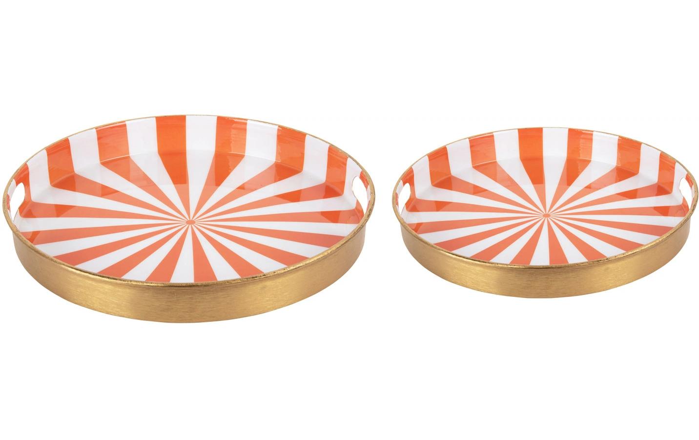 present time Serviertablett Candy Swirl 2 Stück, Orange/Weiss