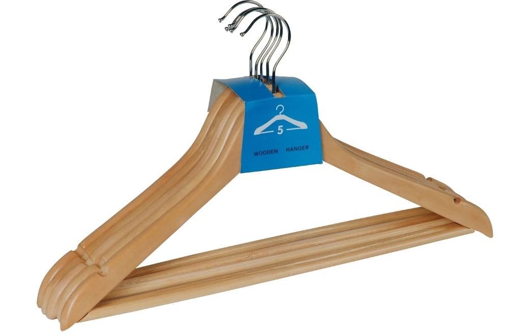 Wenko Kleiderbügel Formbügel Eco Holz 5er-Set 5 Stück, Nature
