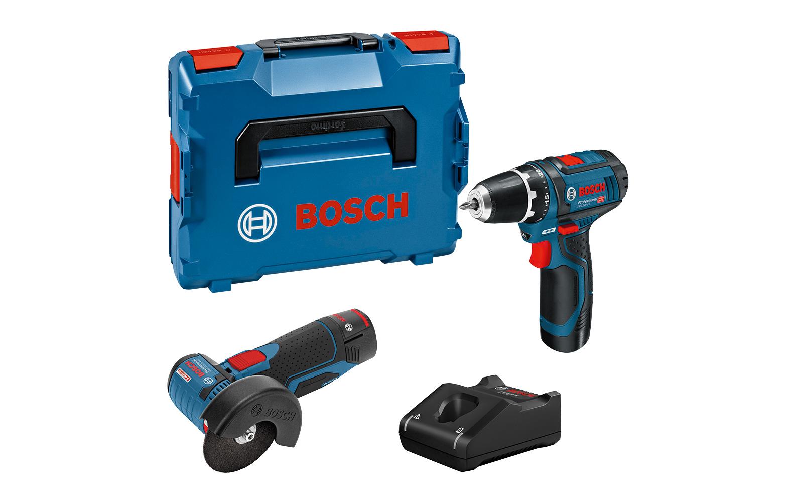 Bosch Professional Akku-Bohrschrauber Set 12 V-GSR+GWS+2 x 2.0Ah