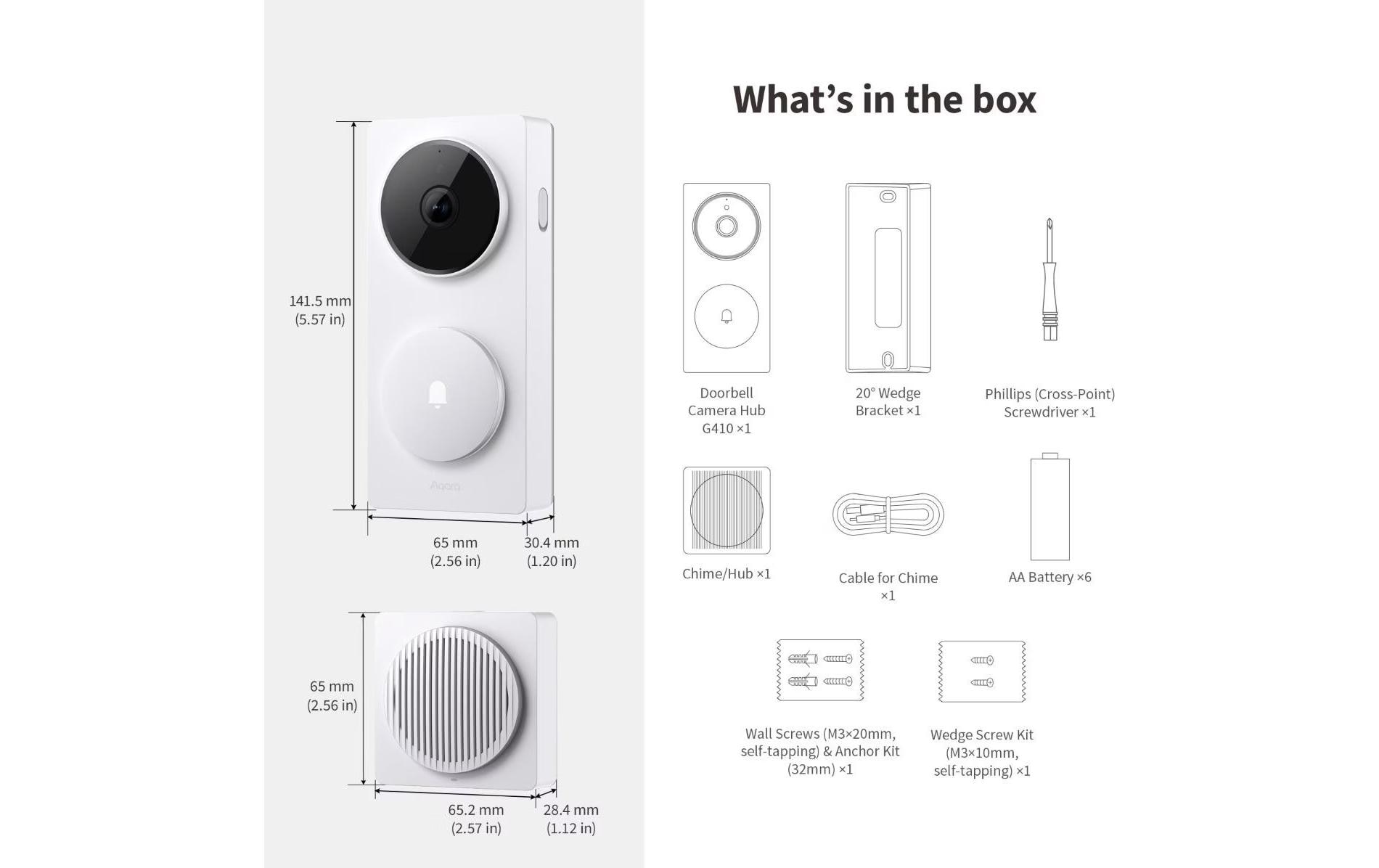 Aqara Türklingel-Kamera-Hub G410 Weiss 1 Stück Aqara Türklingel-Kamera-Hub G410 Weiss 1 Stück