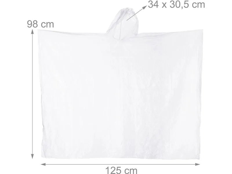 relaxdays Regenponcho 20 Stück, Transparent