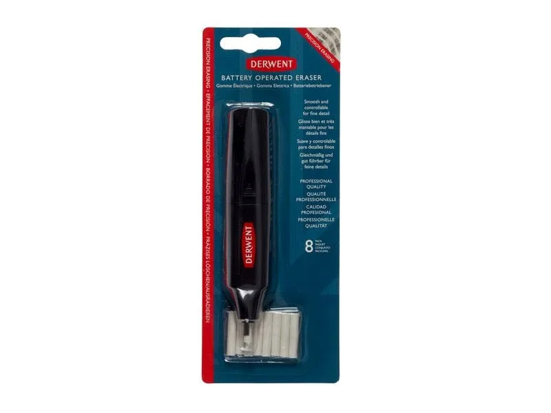 Derwent Batteriebetriebener Radierstift, inkl. 8 Ersatzradiergummis Derwent Batteriebetriebener Radierstift, inkl. 8 Ersatzradiergummis