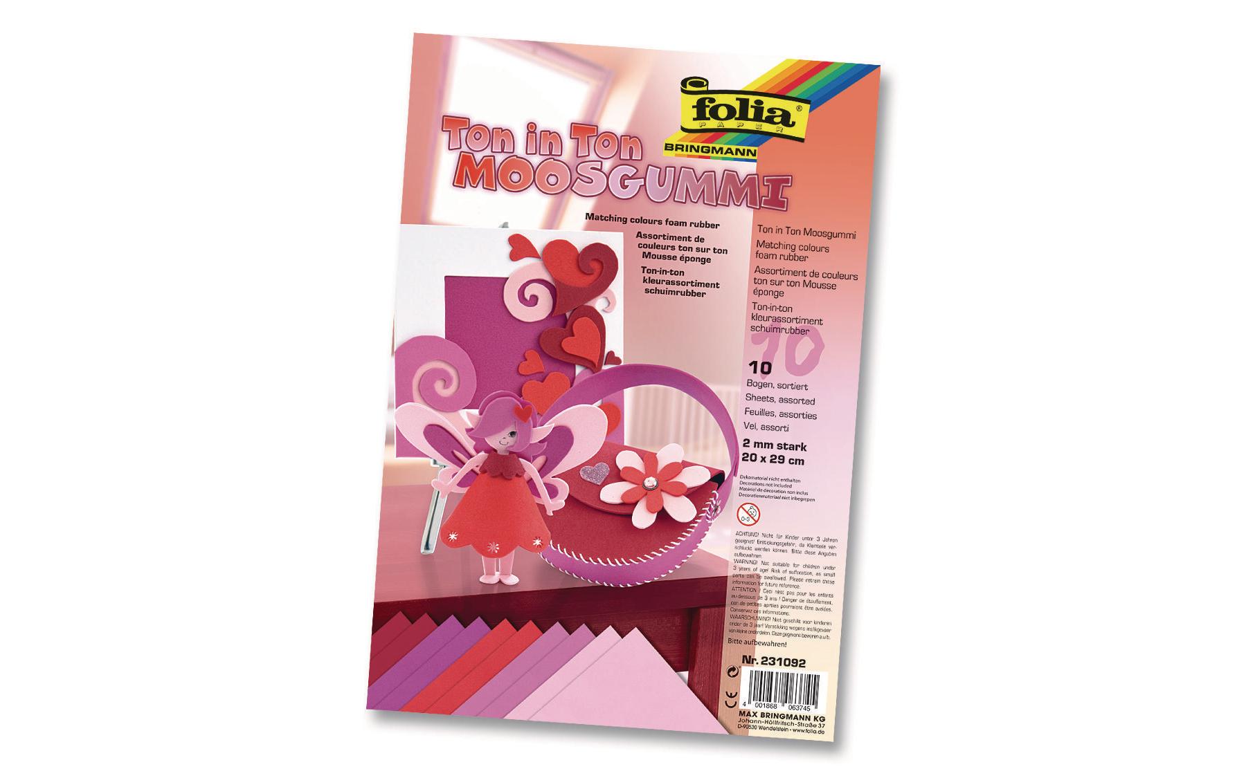 Folia Moosgummi-Set Ton in Ton 10 Stück, Rot Folia Moosgummi-Set Ton in Ton 10 Stück, Rot