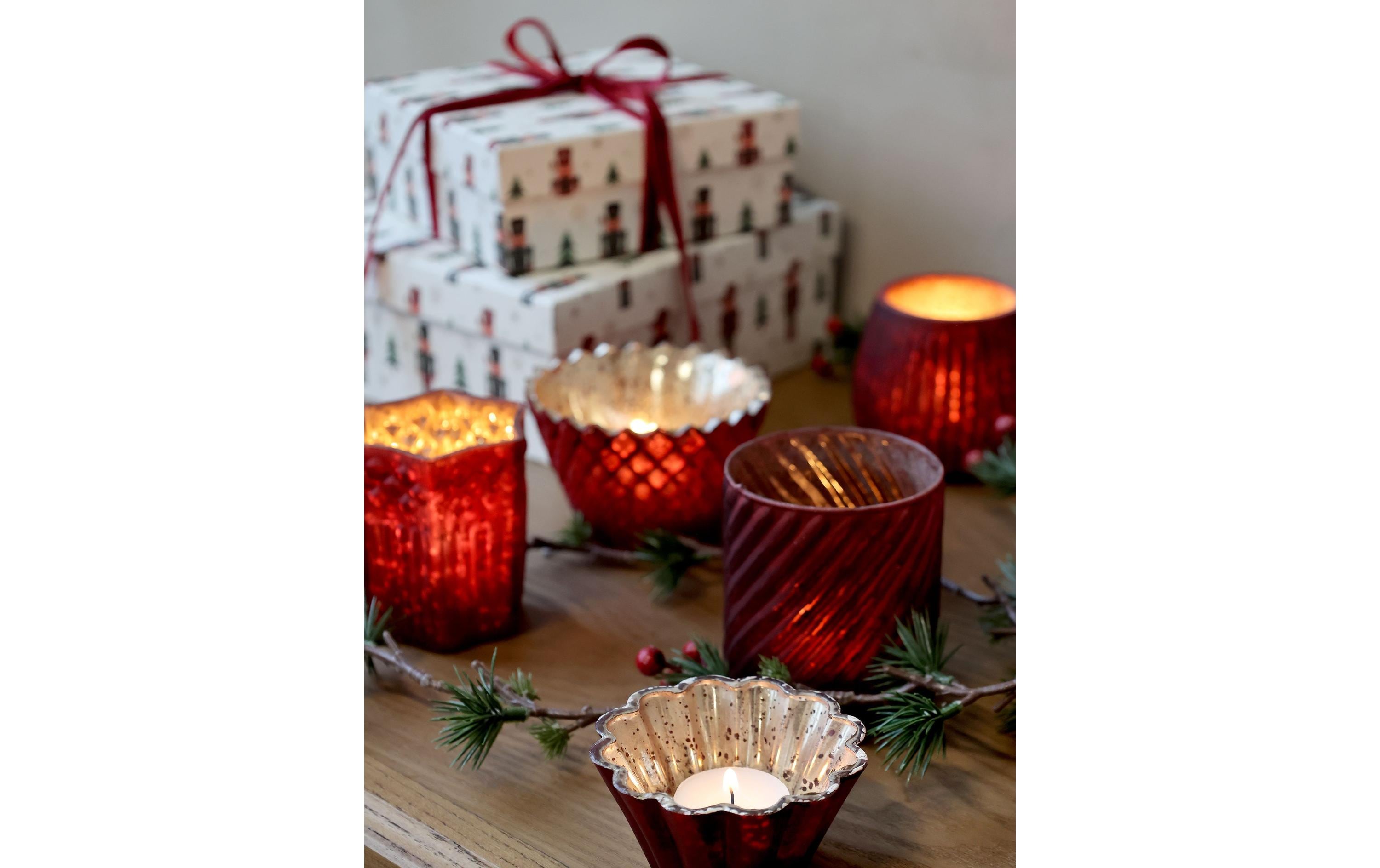 Chic Antique Windlicht 8.5 cm, Glas, Bordeaux