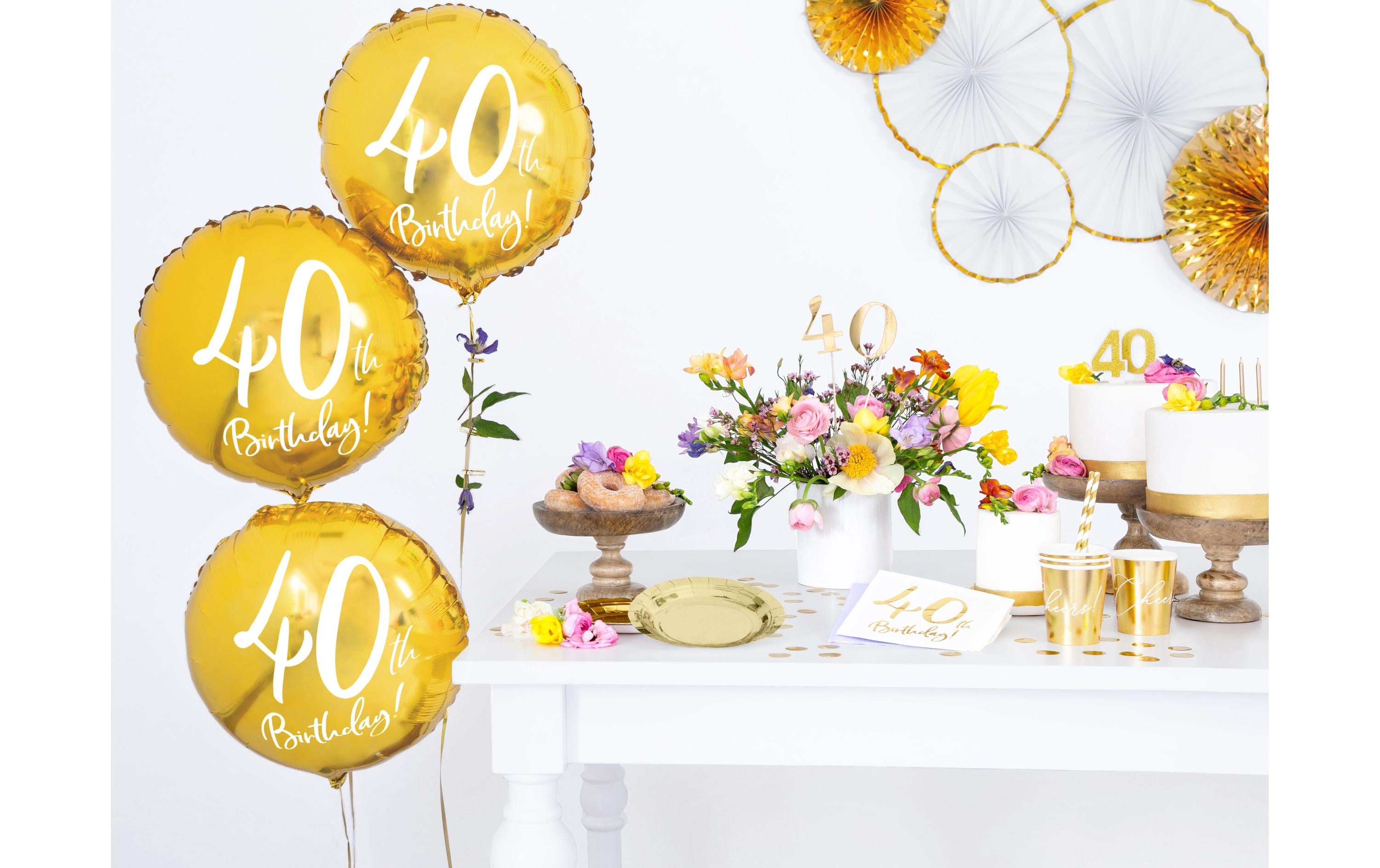 Partydeco Folienballon 40th Birthday Gold/Weiss