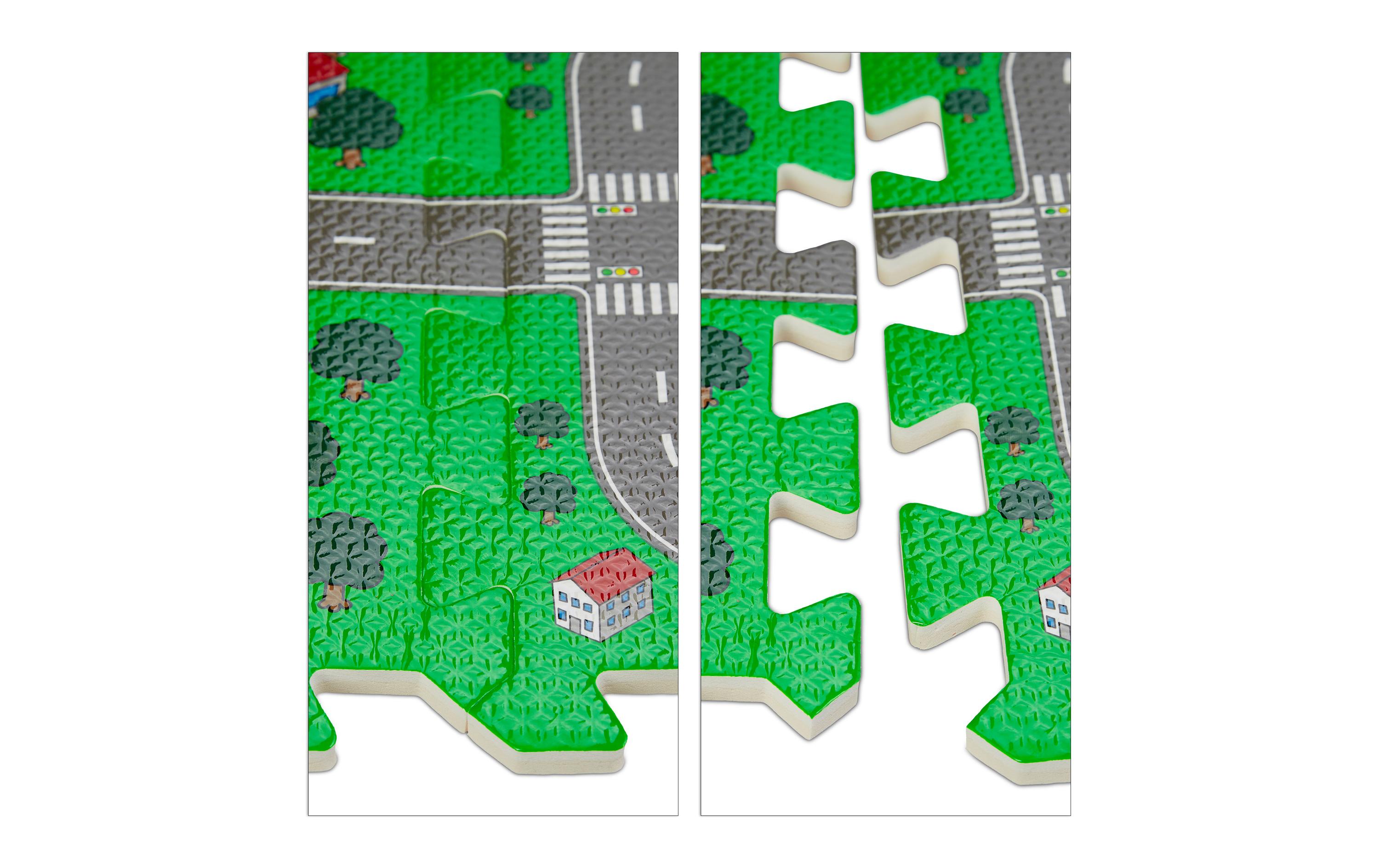 relaxdays Puzzlematte Strasse für Kinder