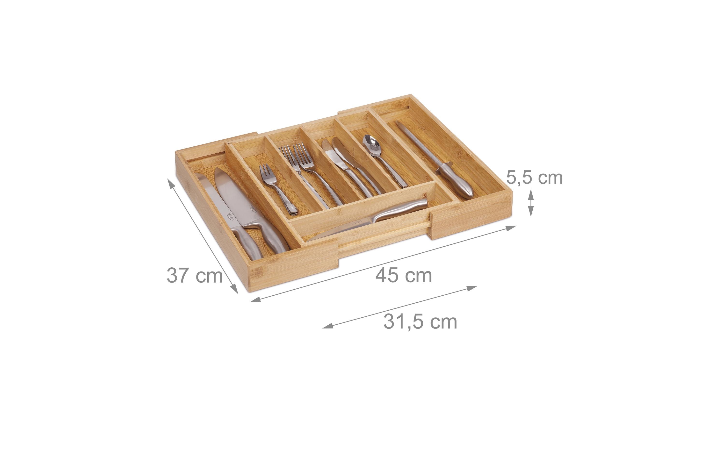 relaxdays Besteckkasten ausziehbar Hellbraun