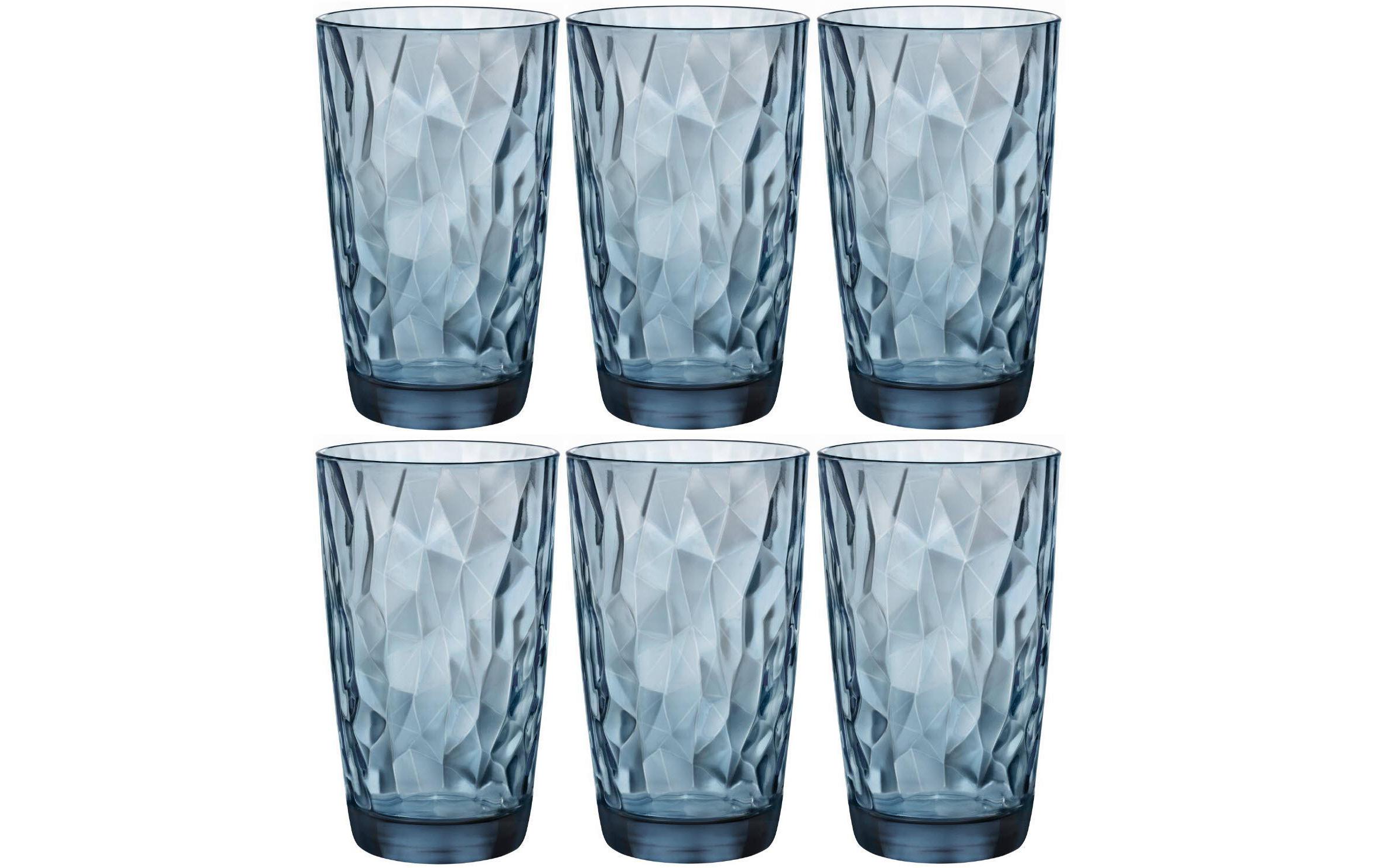 Bormioli Rocco Longdrinkglas Diamond 470 ml, 6 Stück, Blau