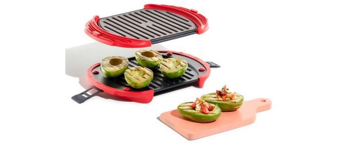 Lékué Mikrowellen-Grill XL 27 cm, Rot/Schwarz