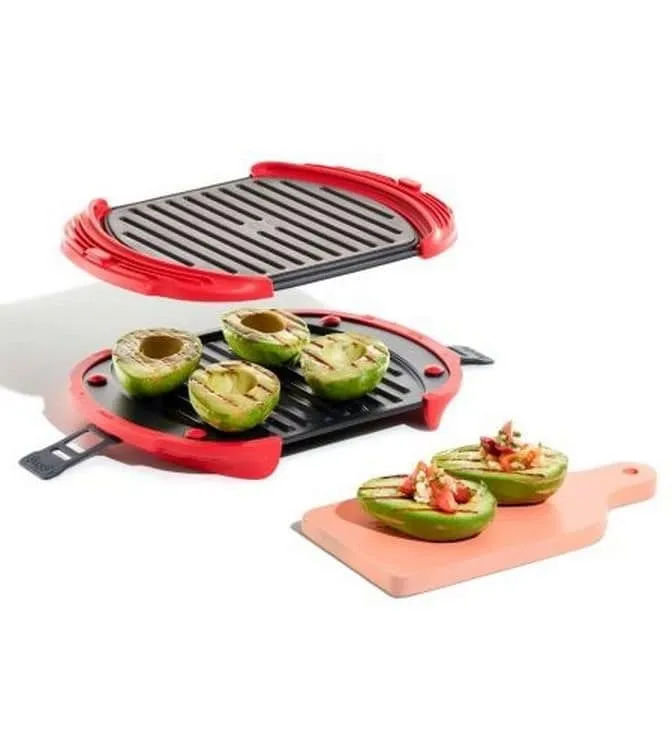 Lékué Mikrowellen-Grill XL 27 cm, Rot/Schwarz