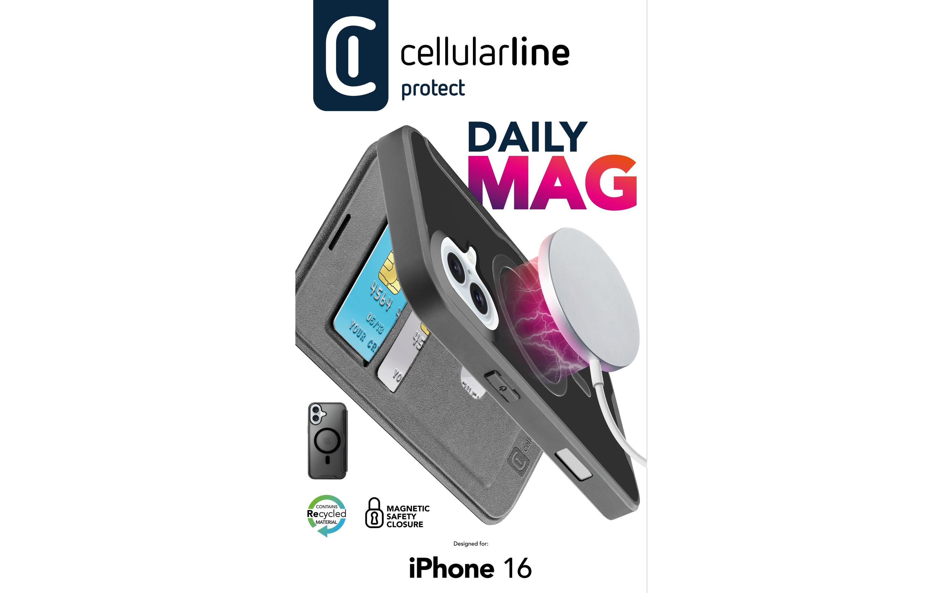 Cellular Line Book Cover Book Case iPhone 16 Black Cellular Line Book Cover Book Case iPhone 16 Black