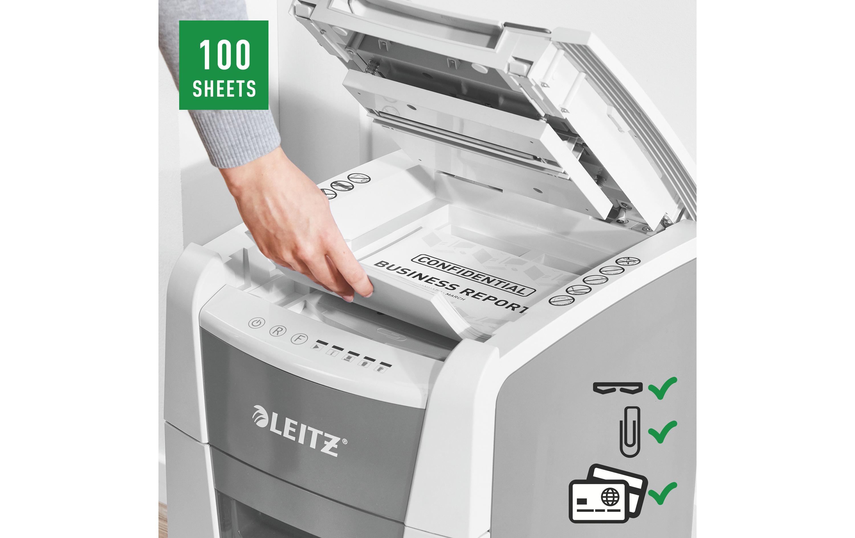 Leitz Bürogeräte Aktenvernichter IQ Autofeed Small Office 100, P-4, 100 Blatt