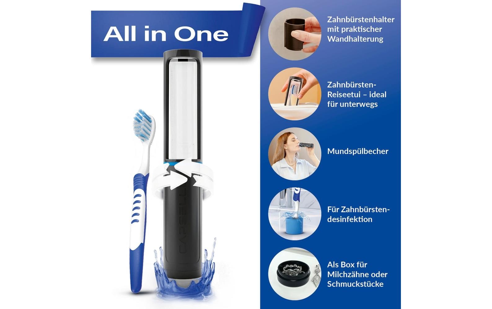 Capsello Zahnputzbecher Schwarz/Transparent