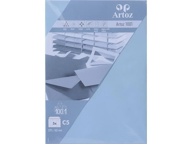 Artoz Couvert 1001, C5, 5 Stück, Pastellblau