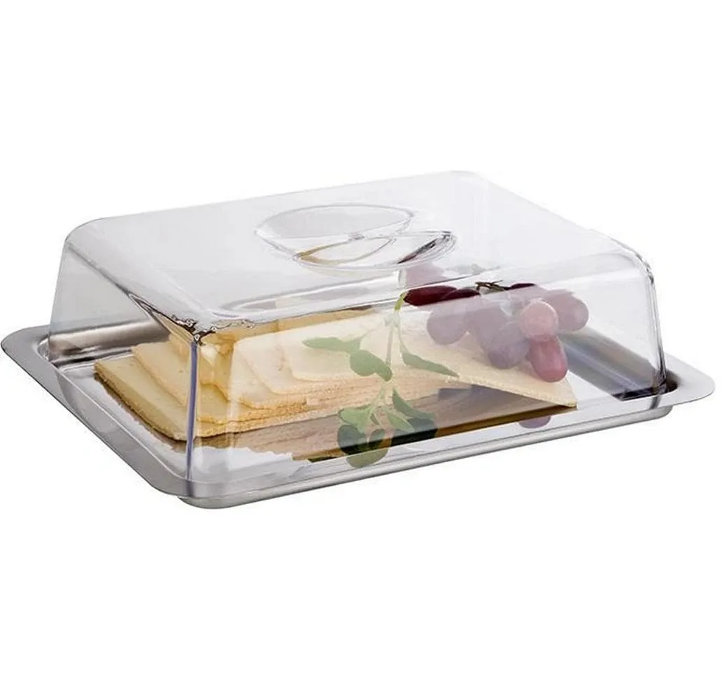 APS Tablett mit Haube 25 x 19 x 7 cm, Silber/Transparent
