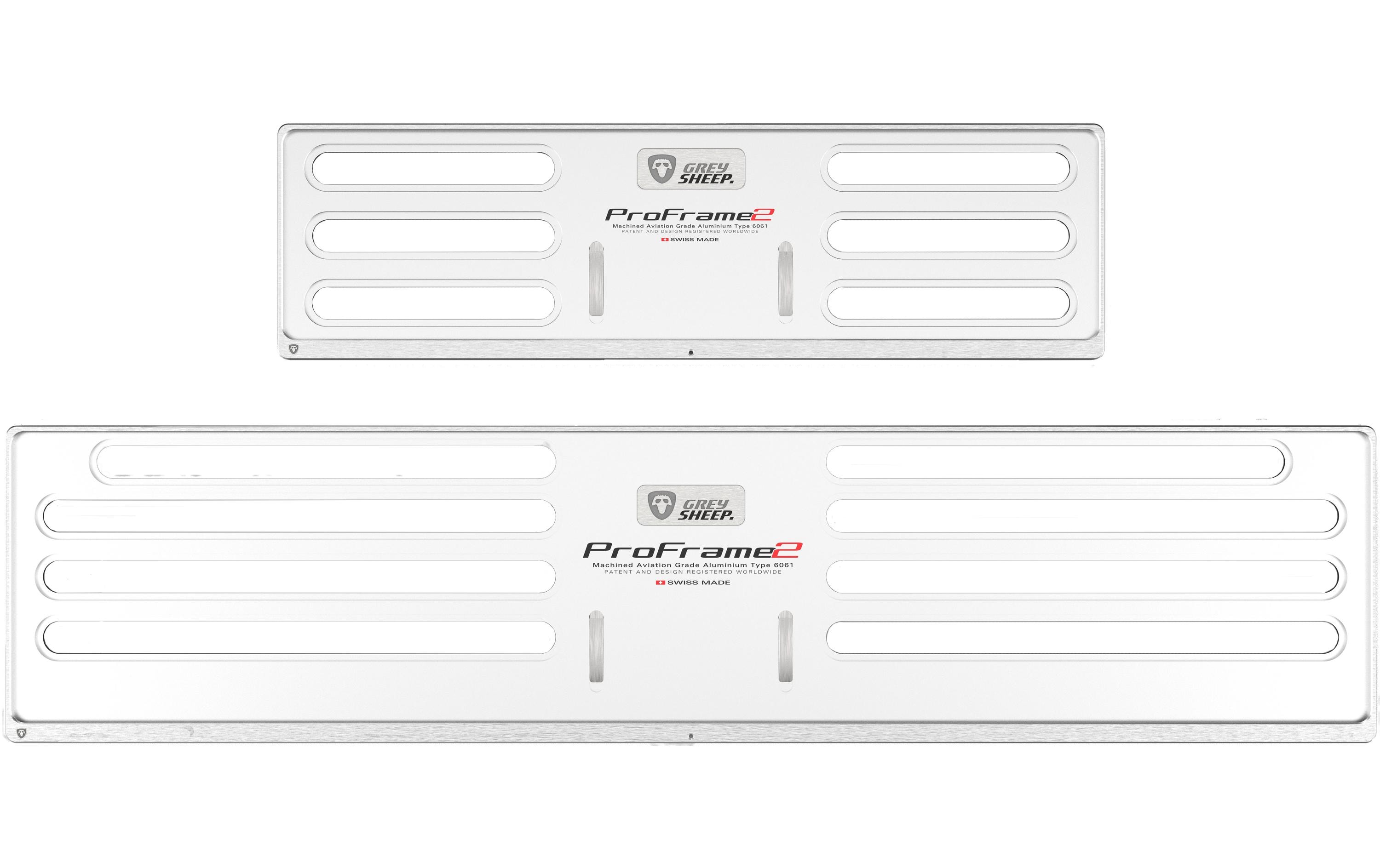 GREY SHEEP. Kennzeichenhalterset ProFrame 2, KFZ-lang, Phantom Silver GREY SHEEP. Kennzeichenhalterset ProFrame 2, KFZ-lang, Phantom Silver