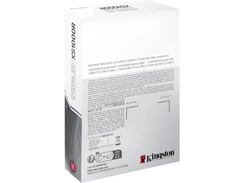 Kingston Externe SSD XS1000 2000 GB, Rot Kingston Externe SSD XS1000 2000 GB, Rot