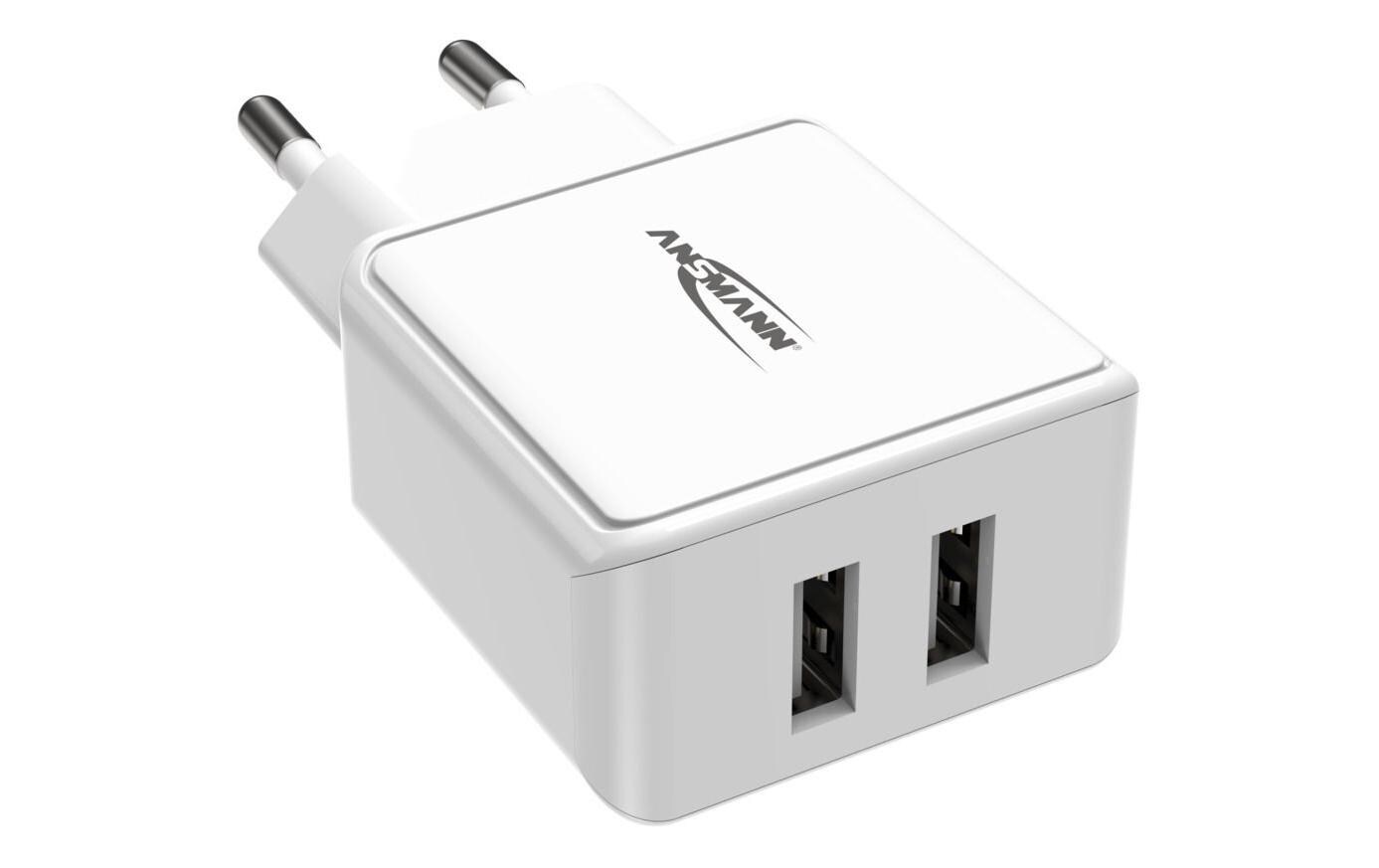 Ansmann USB-Wandladegerät Home Charger HC212, 12W, 2x USB, Weiss Ansmann USB-Wandladegerät Home Charger HC212, 12W, 2x USB, Weiss