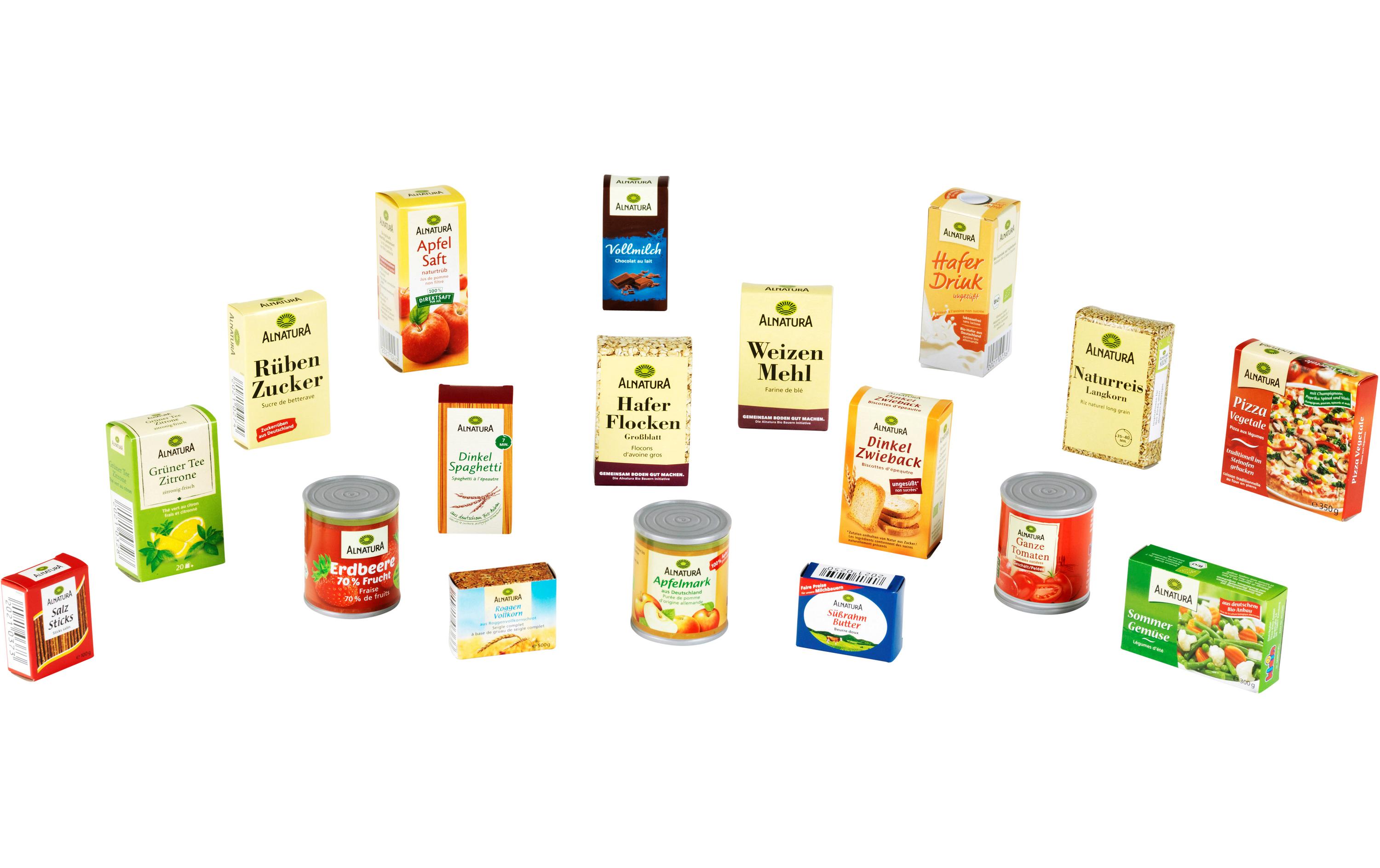 Klein-Toys Spiel-Lebensmittel Alnatura Einkaufskorb gefüllt