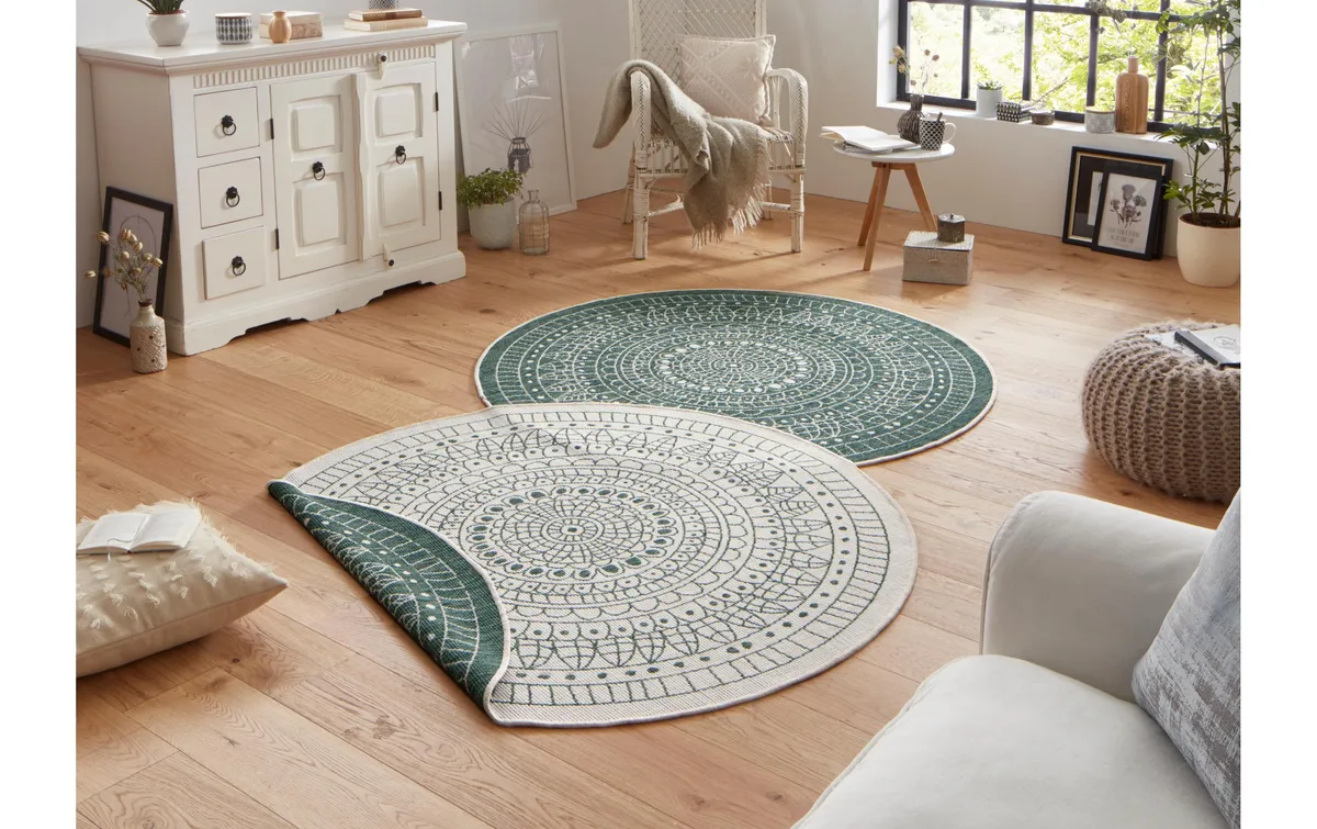 Hanse Home Teppich Porto Ø 140 cm, Grün/Crème