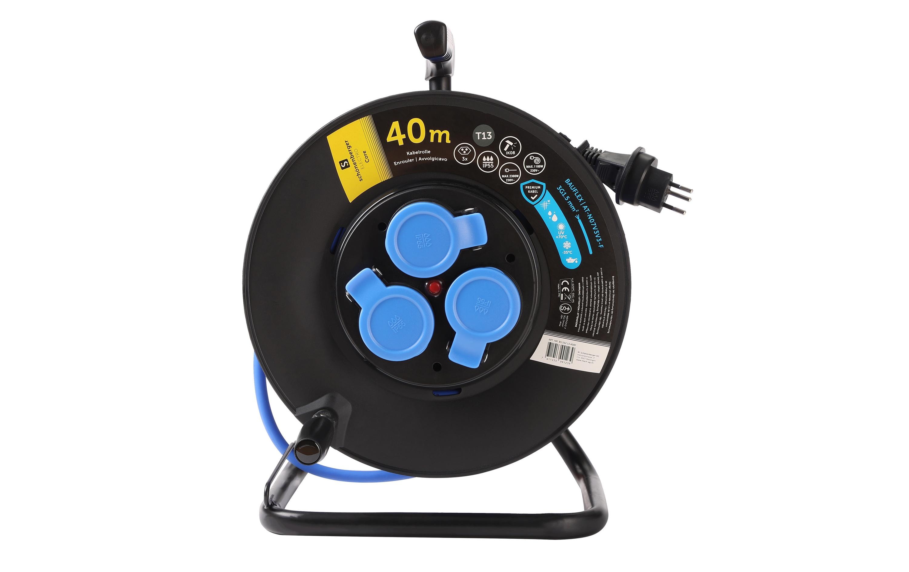 Schönenberger Kabelrolle Kunststoff T13 IP55 40m Bauflex 3 x T13