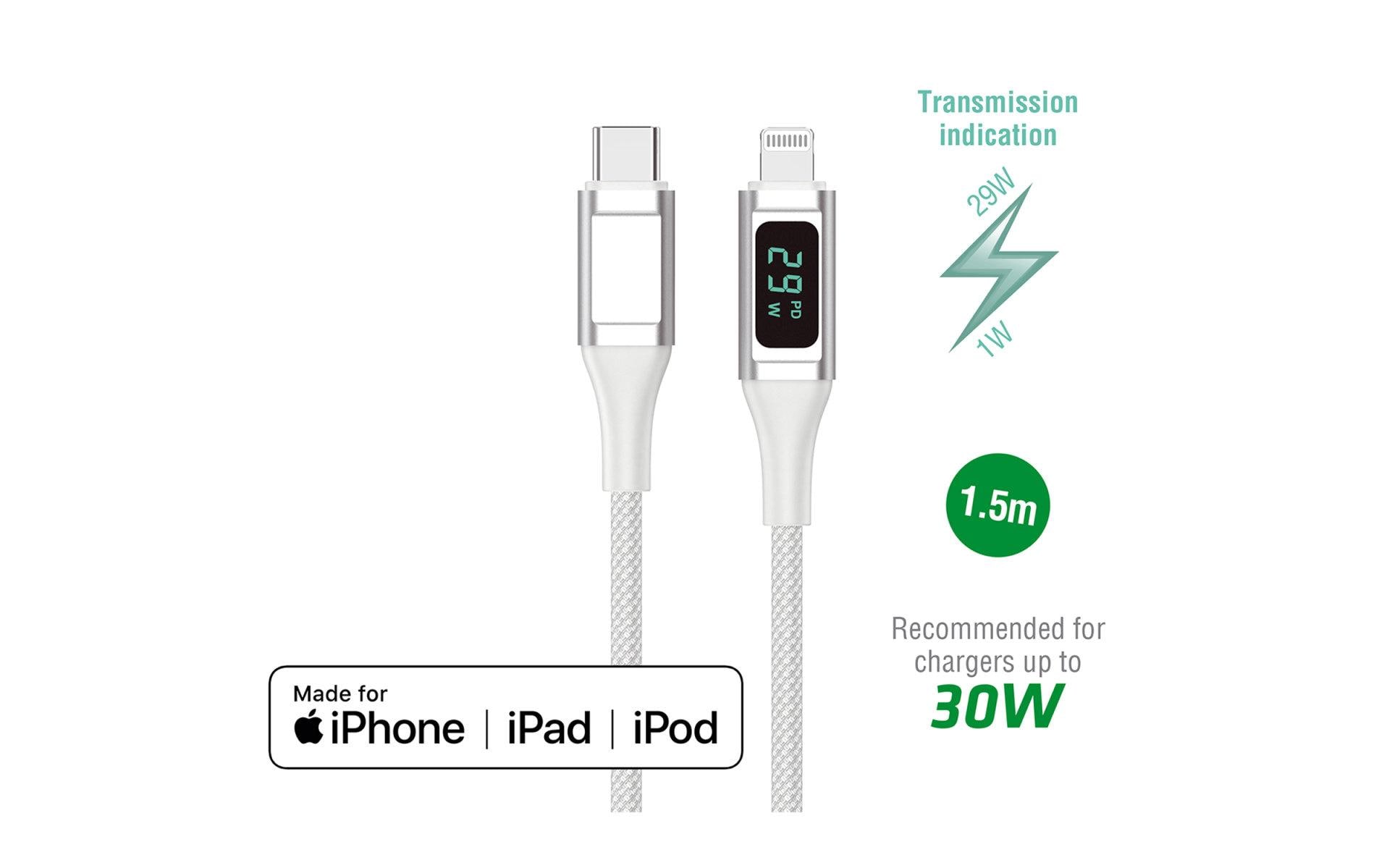 4smarts USB 2.0-Kabel DigitCord bis 30W USB C - Lightning 1.5 m