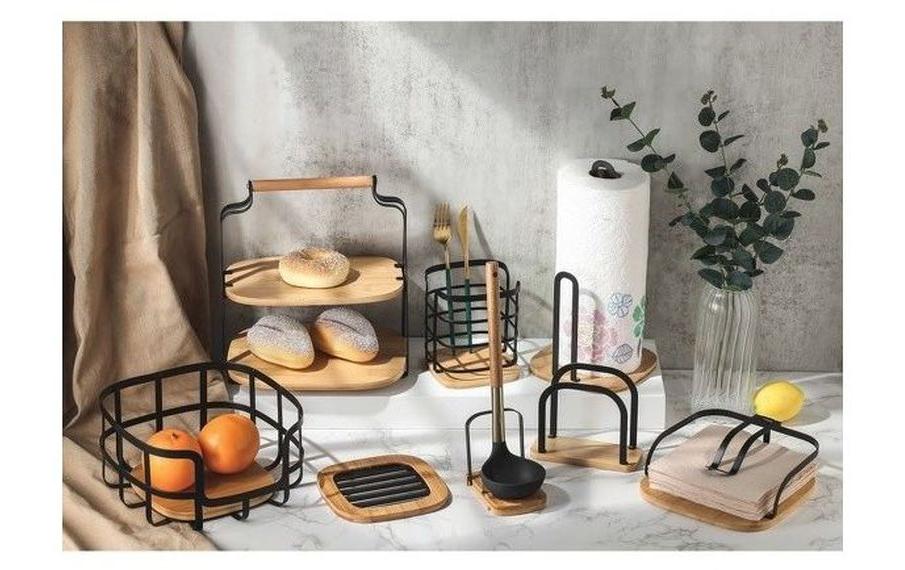 MSV Serviettenhalter Elie Nature/Schwarz