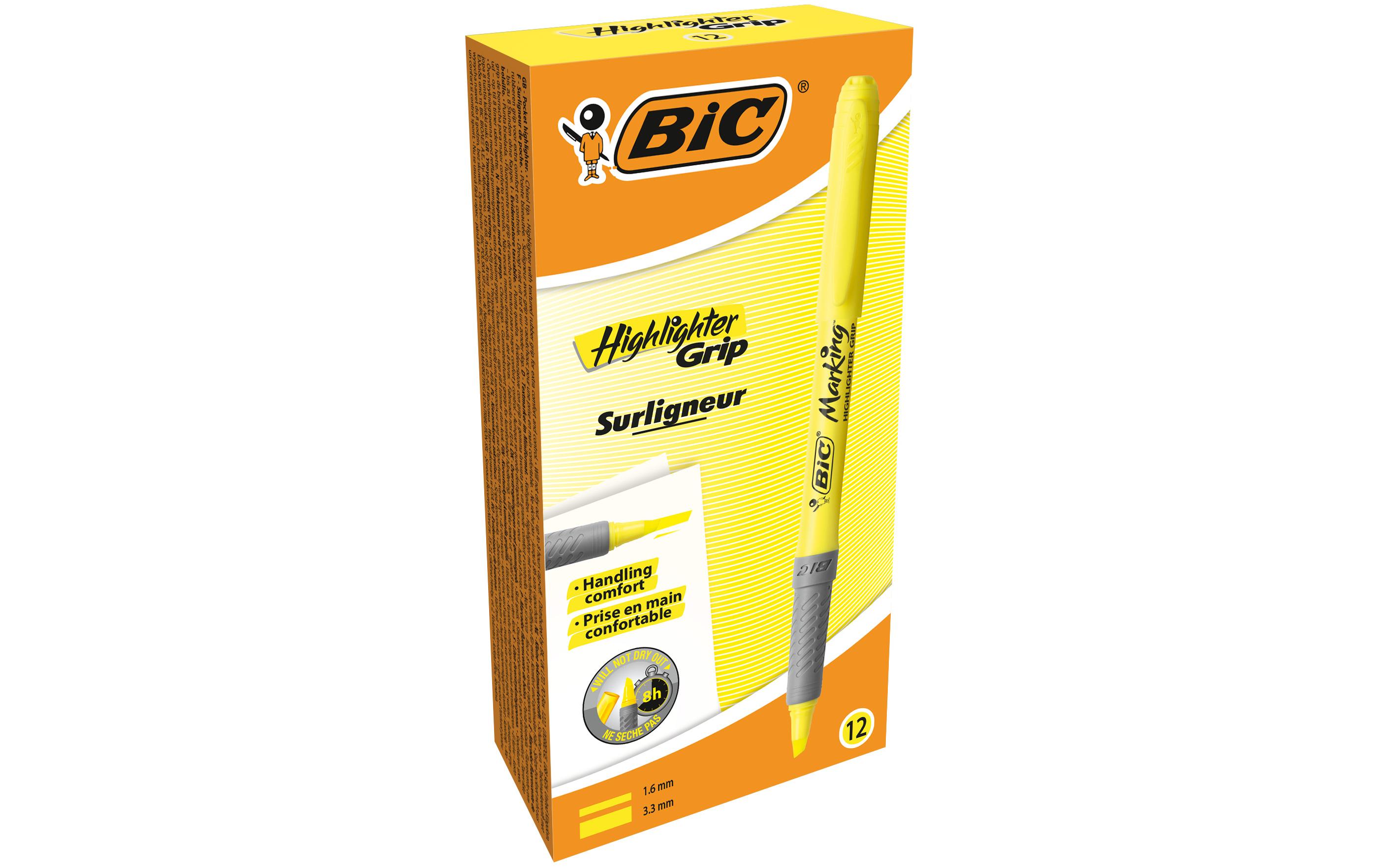 BIC Textmarker Brite Liner Grip 12 Stück, Gelb BIC Textmarker Brite Liner Grip 12 Stück, Gelb
