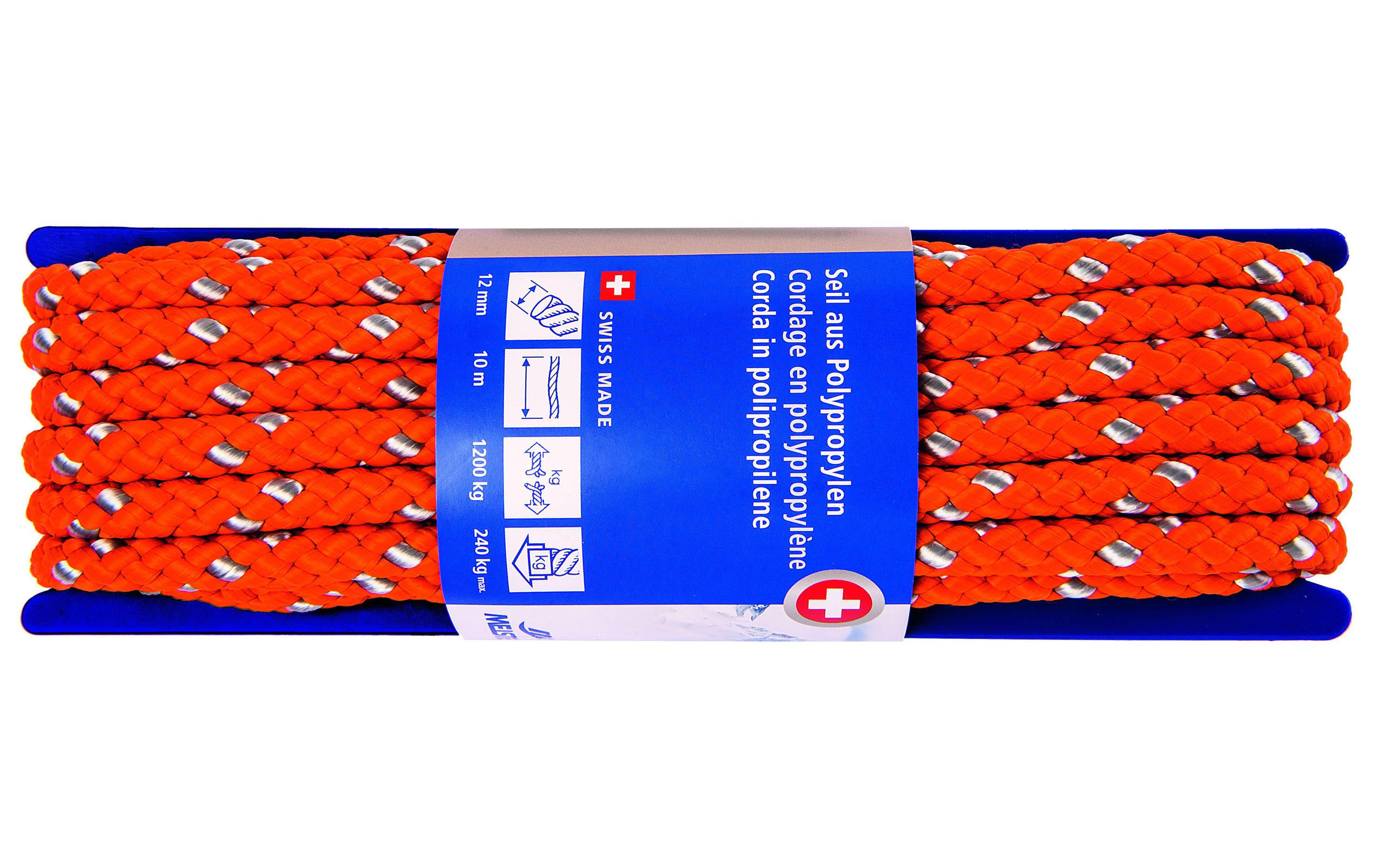 Meister Polypropylenseil Ø 12 mm, 10 m, 1200 kg, Orange-Silber Meister Polypropylenseil Ø 12 mm, 10 m, 1200 kg, Orange-Silber