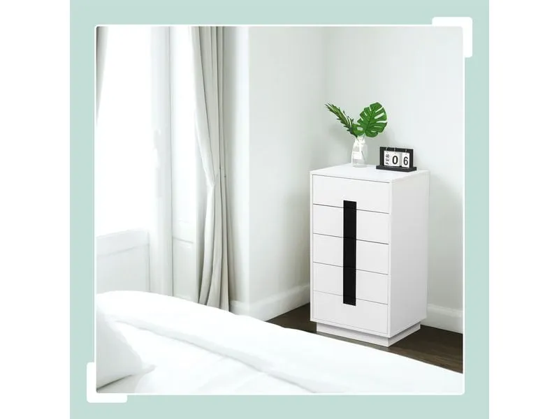relaxdays Kommode mit 5 Schubladen 88 x 50 x 40 cm Weiss/Schwarz relaxdays Kommode mit 5 Schubladen 88 x 50 x 40 cm Weiss/Schwarz