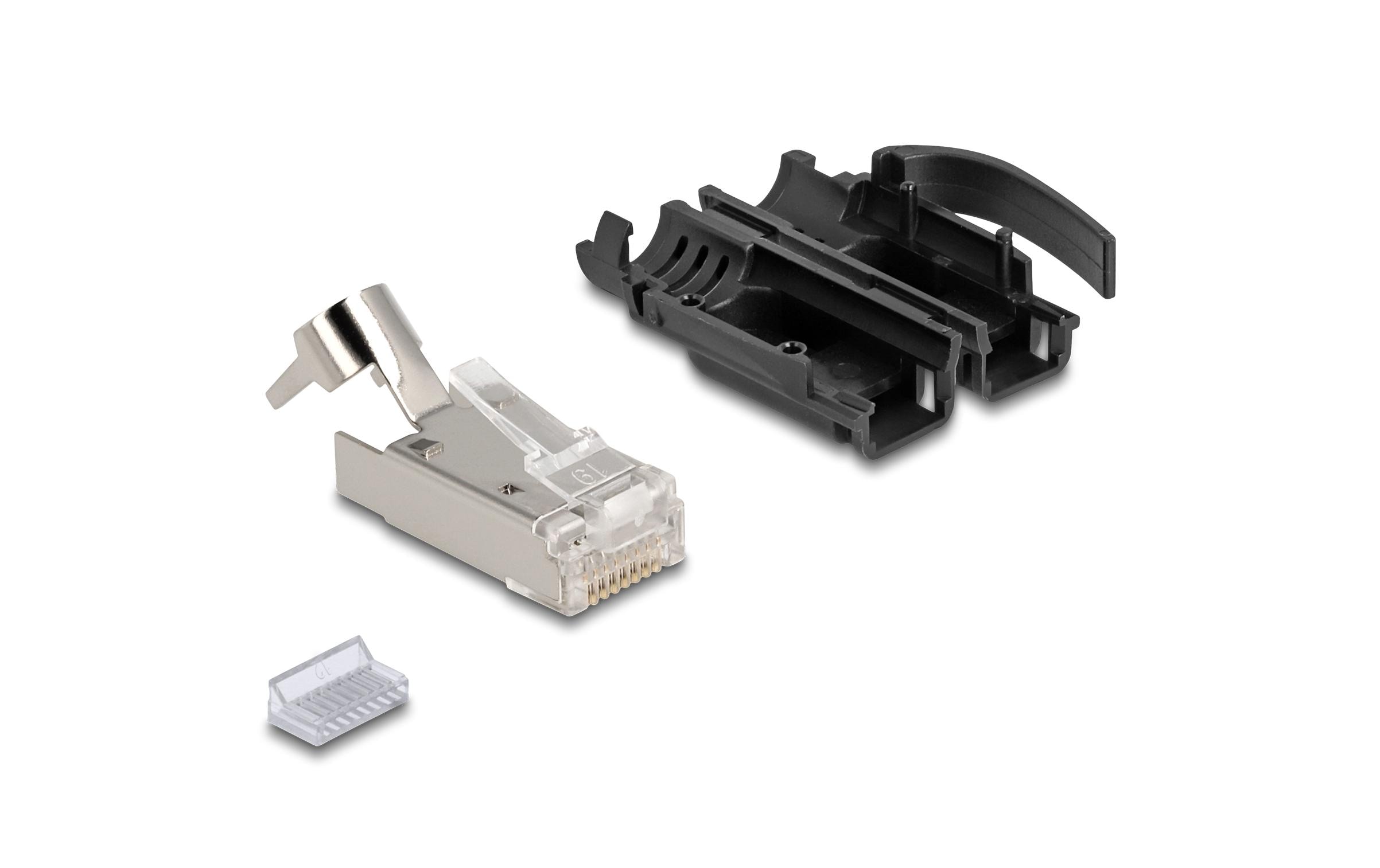 Delock Stecker RJ45, S/FTP, Cat.6A 25 Stück, Schwarz Delock Stecker RJ45, S/FTP, Cat.6A 25 Stück, Schwarz