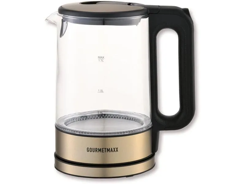 GOURMETmaxx GOURMETmaxx Glas-Wasserkocher 1.7 l, Schwarz/Champagner