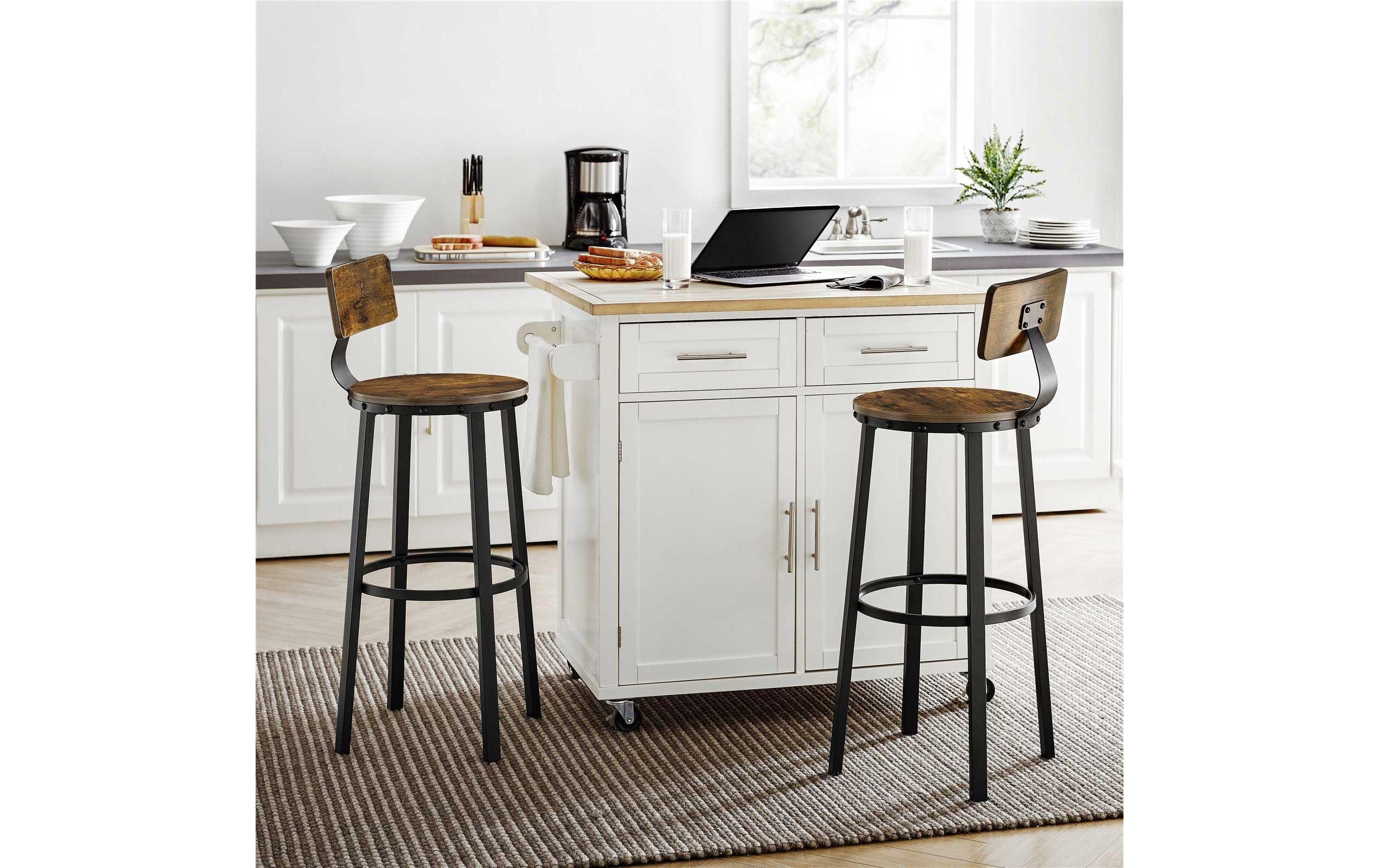 VASAGLE Barhocker 2er Set 54 x 99 cm, Braun/Schwarz