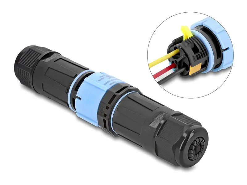 Delock Kabelverbinder 3 Pin IP68 wasserdicht PA66 Schwarz