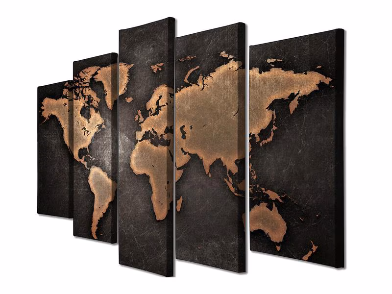 Wallxpert Bild World 5 Teile, 105 x 70 cm Wallxpert Bild World 5 Teile, 105 x 70 cm