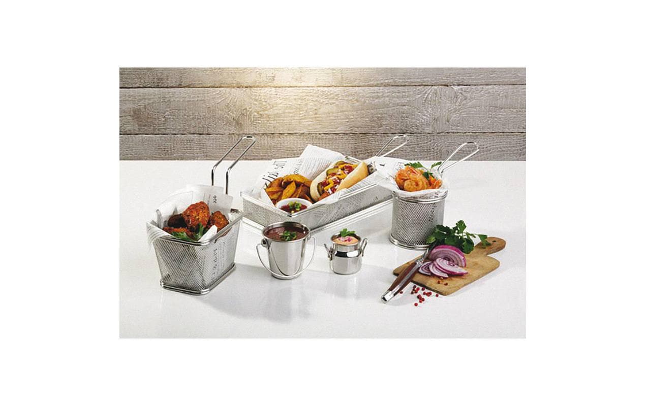 Paderno Servierkorb Pommes Frites 11.7 cm x 8.3 cm 1 Stück, Silber