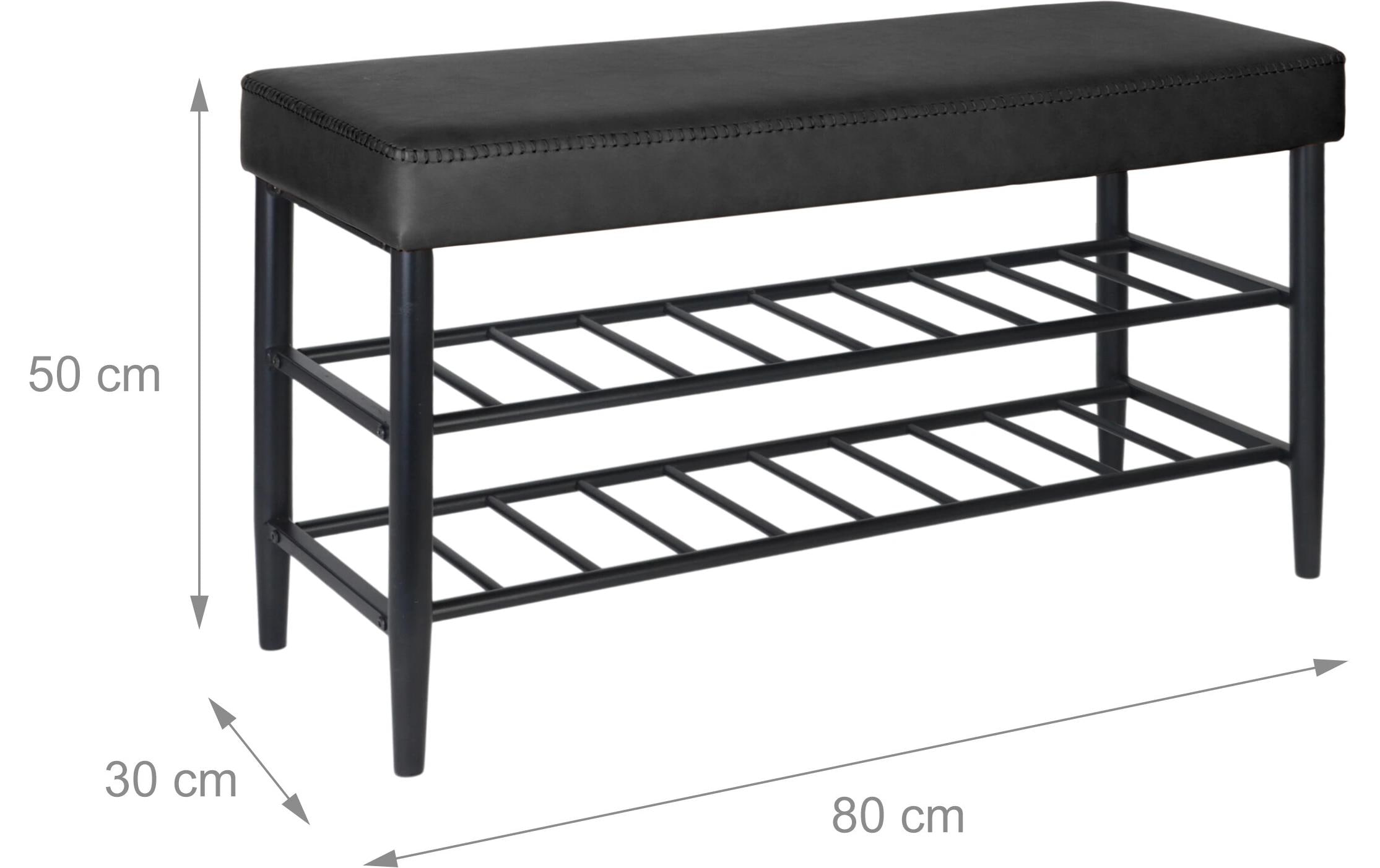 relaxdays Schuhbank mit zwei Ablagen 80 x 50 cm, Schwarz