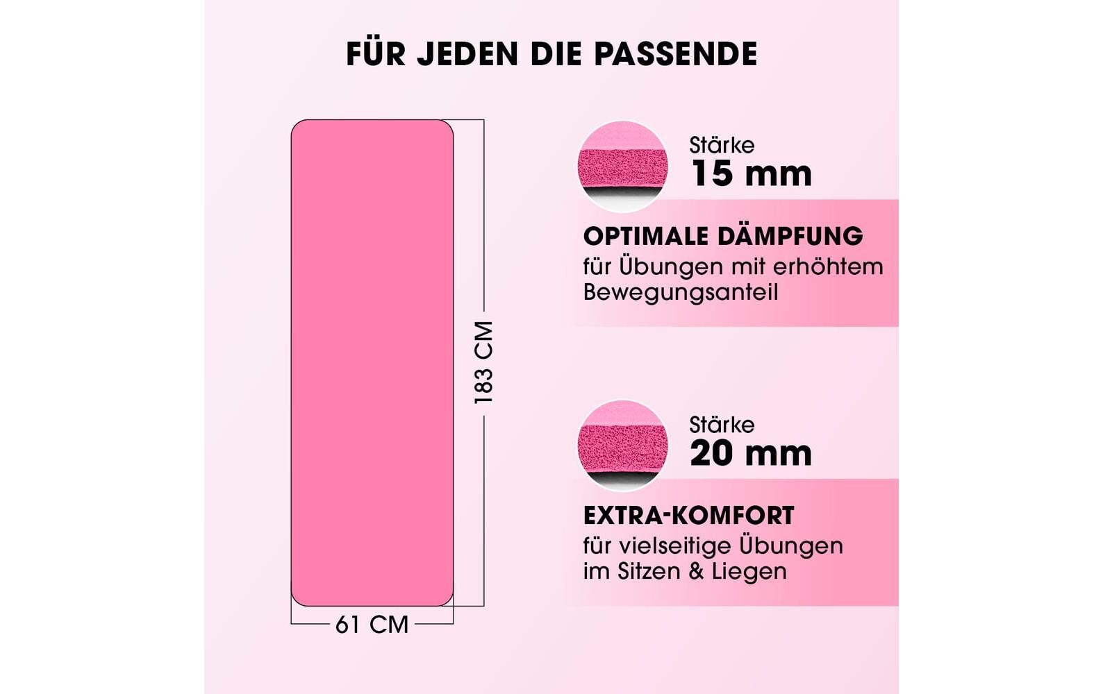 World Fitness Fitnessmatte Yamuna 183 cm x 61 cm, Pink