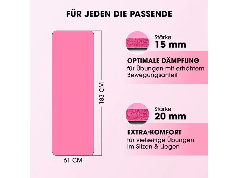 World Fitness Fitnessmatte Jivan 183 cm x 61 cm, Pink World Fitness Fitnessmatte Jivan 183 cm x 61 cm, Pink