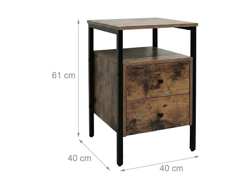 relaxdays Nachttisch 40 x 61 cm, Schwarz/Braun relaxdays Nachttisch 40 x 61 cm, Schwarz/Braun
