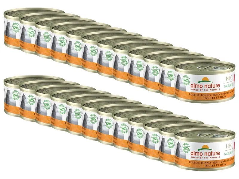 Almo Nature Nassfutter HFC Natural Huhn und Thunfisch, 24 x 70 g Almo Nature Nassfutter HFC Natural Huhn und Thunfisch, 24 x 70 g