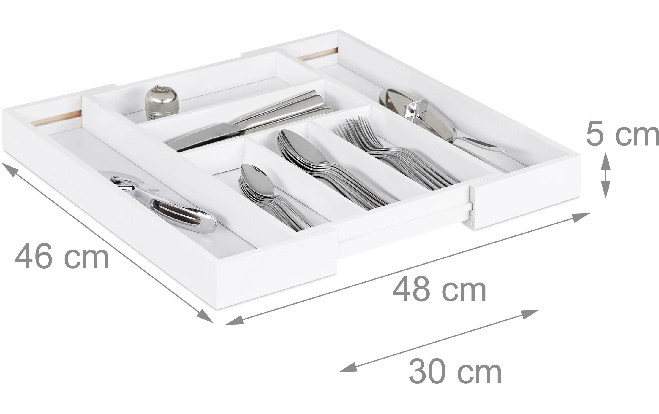 relaxdays Besteckkasten ausziehbar Weiss