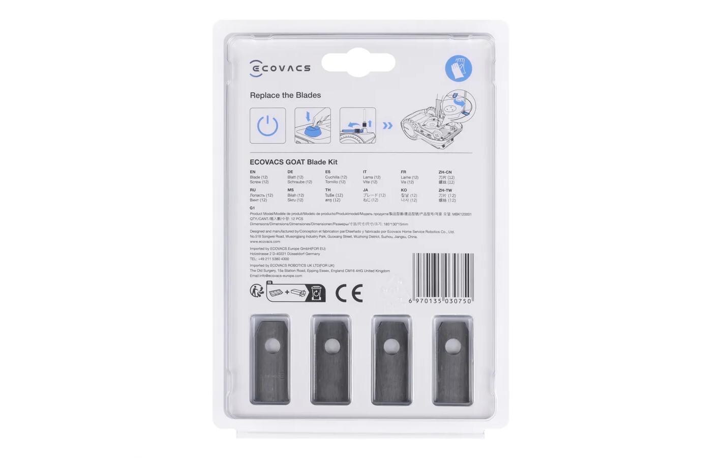 Ecovacs Ersatzmesser 12er Pack, zu Goat G1