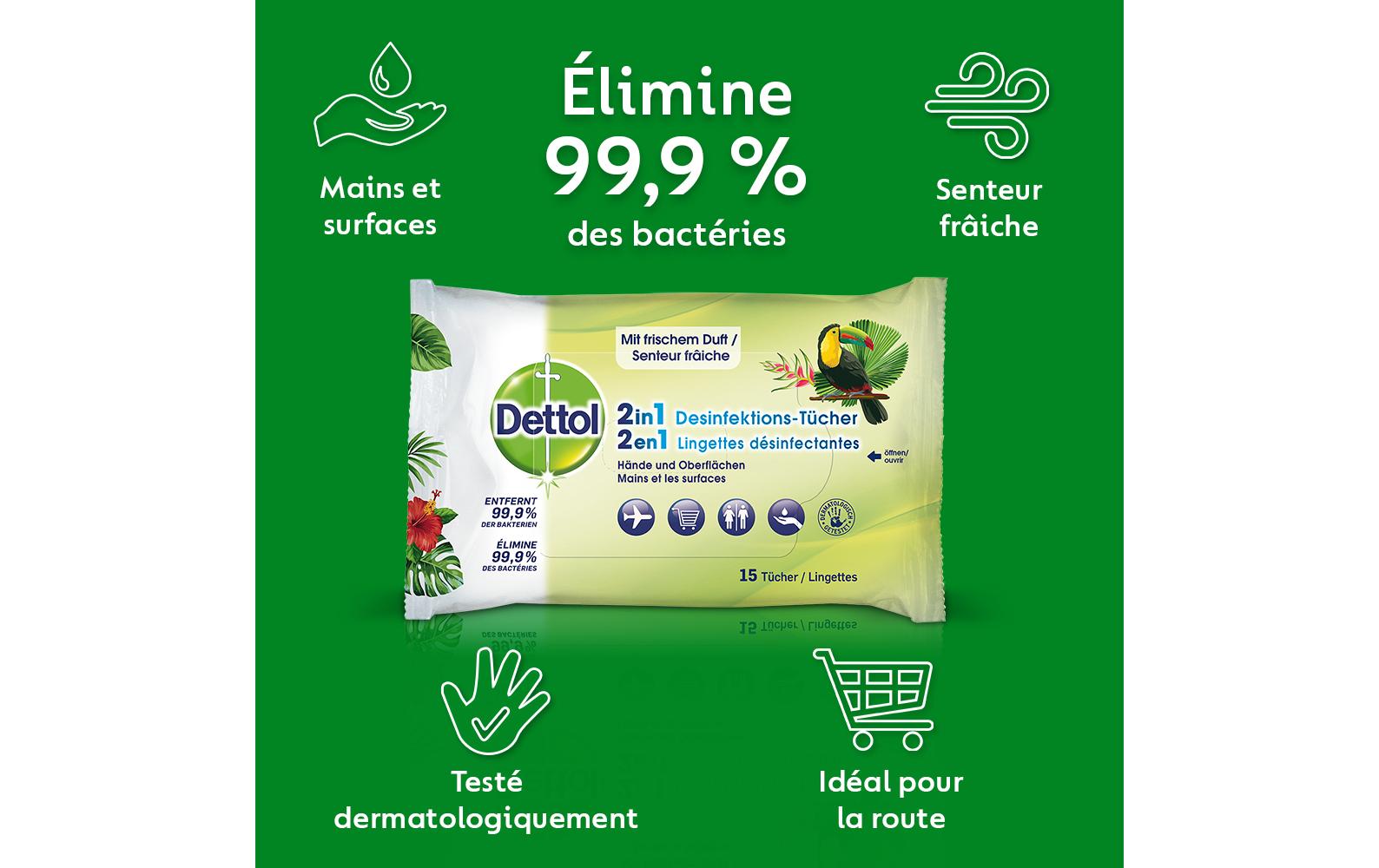 Dettol Desinfektionstücher 2 in 1 15 Stück Dettol Desinfektionstücher 2 in 1 15 Stück