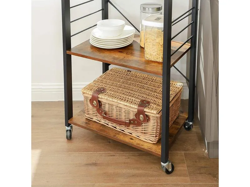 VASAGLE Küchenregal mit 6 Haken 60 x 89 cm, Braun/Schwarz VASAGLE Küchenregal mit 6 Haken 60 x 89 cm, Braun/Schwarz