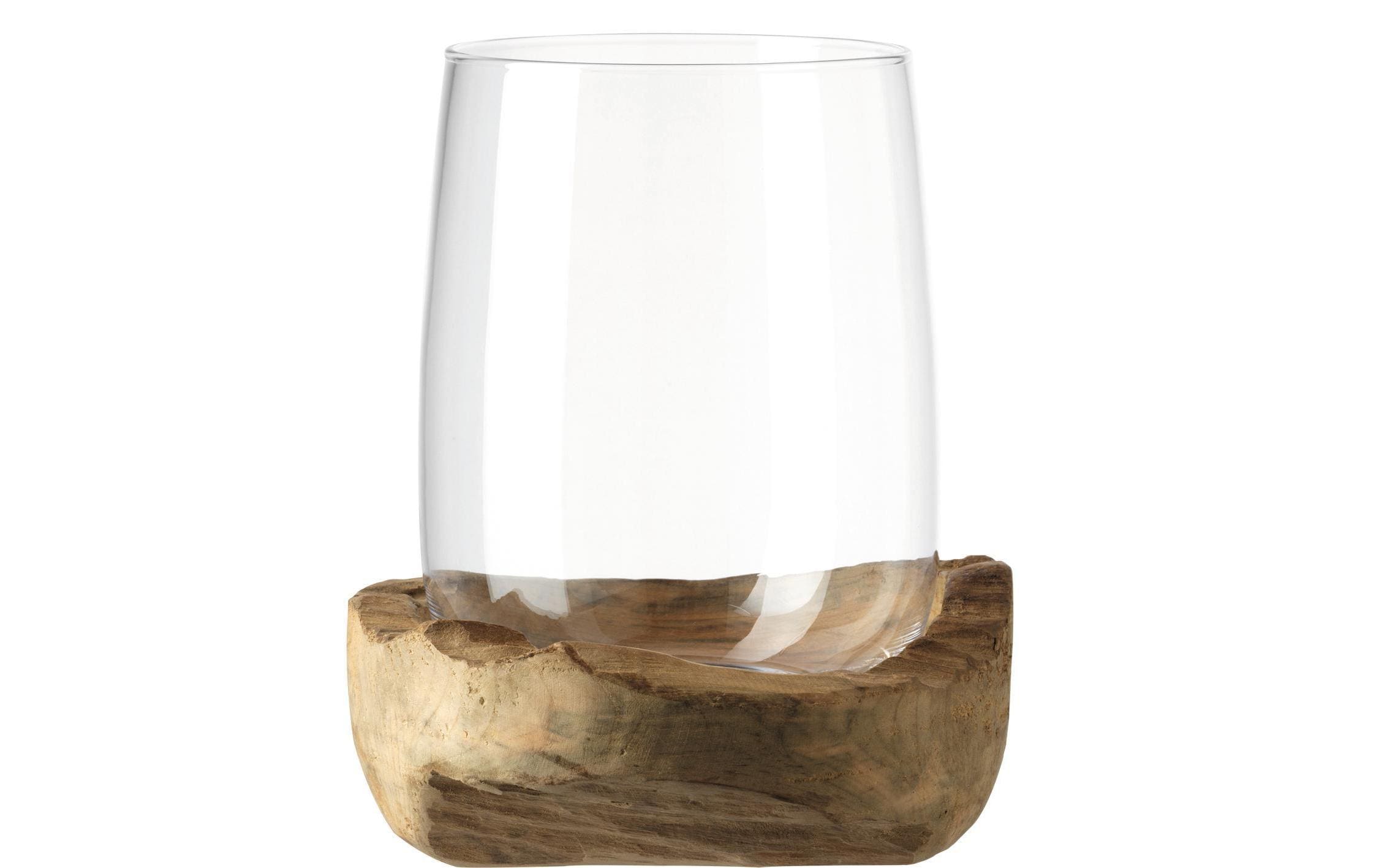 Leonardo Windlicht 27 cm mit Teaksockel