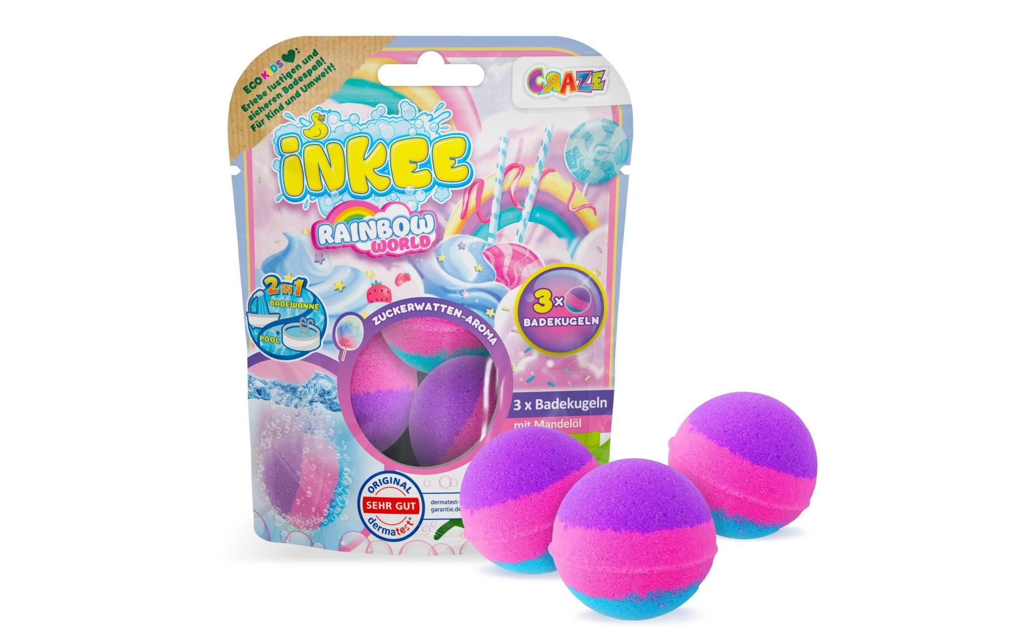 Craze Badekugel Inkee Rainbow World 3 Stück